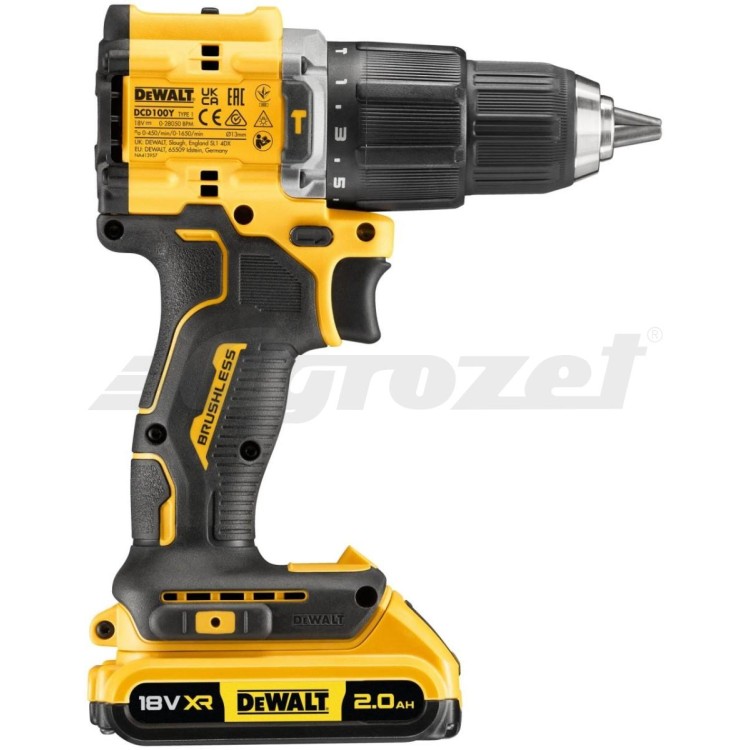 DEWALT DCD100YD2T 18V AKU příklepová vrtačka 2x2Ah