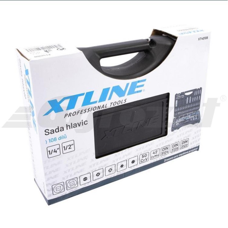 XTLINE XT40108 Sada hlavic 1/4"-1/2" 108 dílů