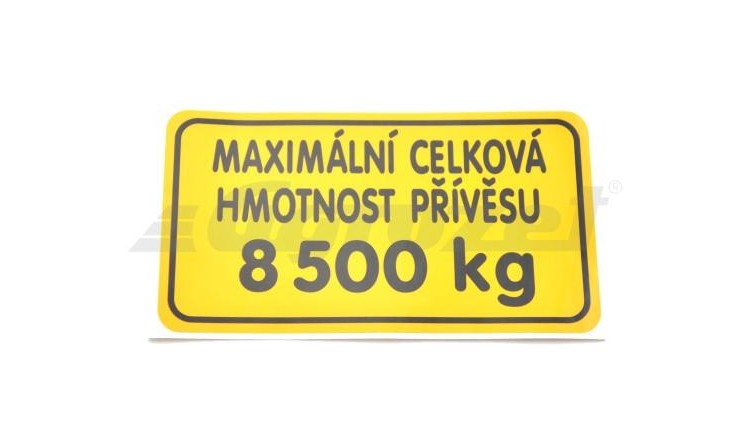 Nápis hmotnost přívěsu 8500 kg (FRT-P) 53802053