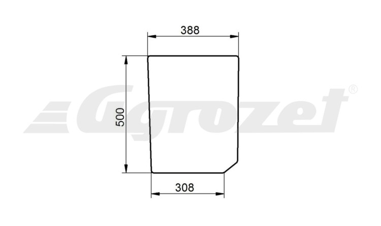 Sklo předního průhledu levé 390x500x6