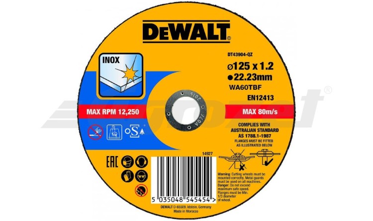 DEWALT DT43904 Řezný kotouč na nerezovou ocel 125X1,2X22,2