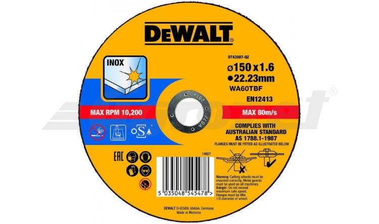 DEWALT DT43907 Řezný kotouč na nerezovou ocel 150X1,6X22,2