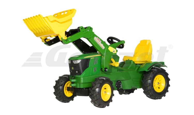 Dětský šlapací traktor John Deere 6210R s nakladačem, nafukovací kola