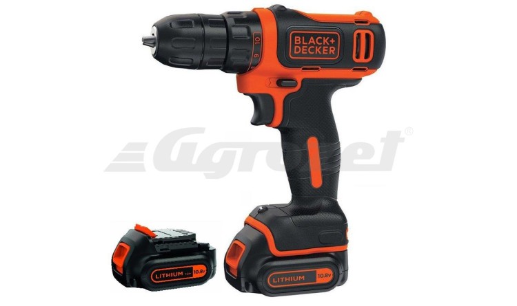 BLACK&DECKER BDCDD12B Akušroubovák 10,8V/1,5Ah Li-Ion 2x Aku