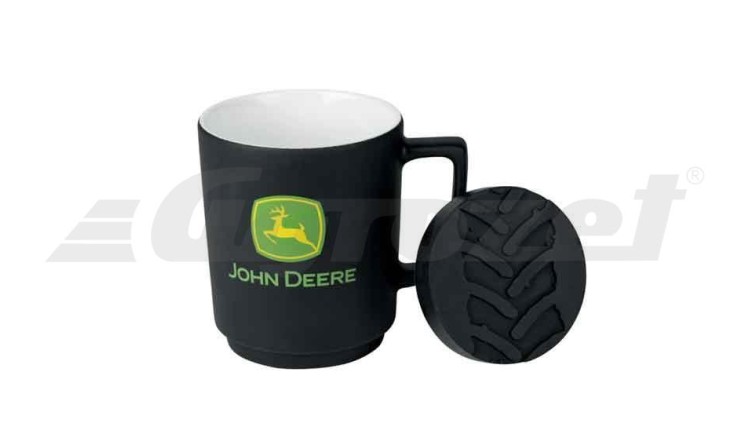 Hrnek černý s poklopem John Deere